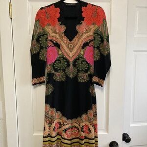 Etro Midi Paisley Silk Dress Size 38